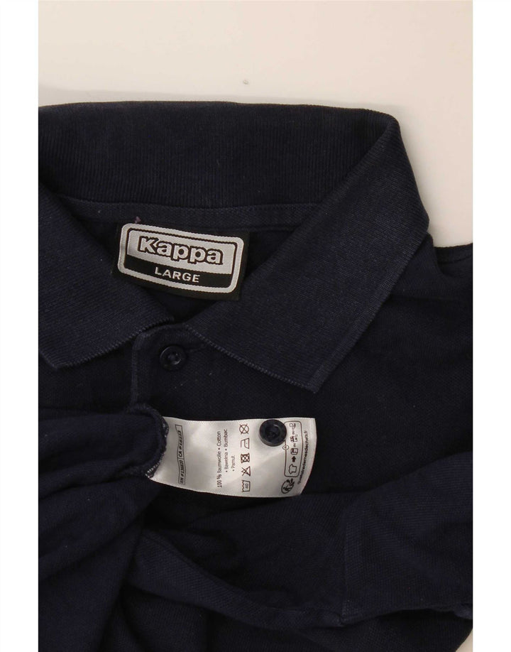 Kappa Mens Graphic Polo Shirt Large Navy Blue Cotton