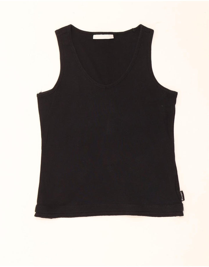 CHAMPION Womens Crop Vest Top UK 12 Medium Black Cotton