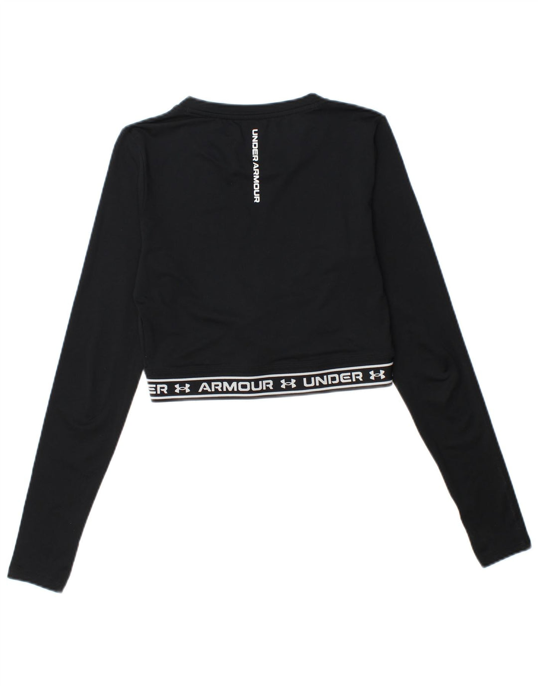 Under Armour Womens Crop Graphic Top Long Sleeve UK 10 Small Black