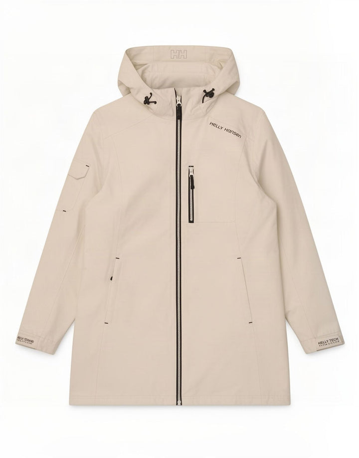 Helly Hansen Womens Hooded Raincoat UK 16 Large White Polyester
