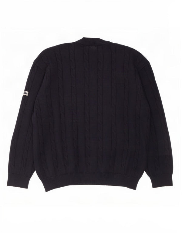 Navigare Mens Cardigan Sweater Large Navy Blue Wool