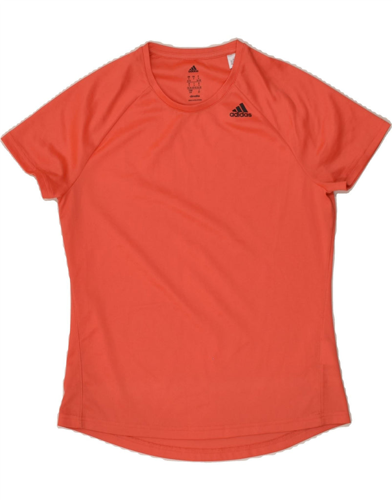 ADIDAS Womens Climalite T-Shirt Top UK 8/10 Small Orange Polyester | Vintage Adidas | Thrift | Second-Hand Adidas | Used Clothing | Messina Hembry 