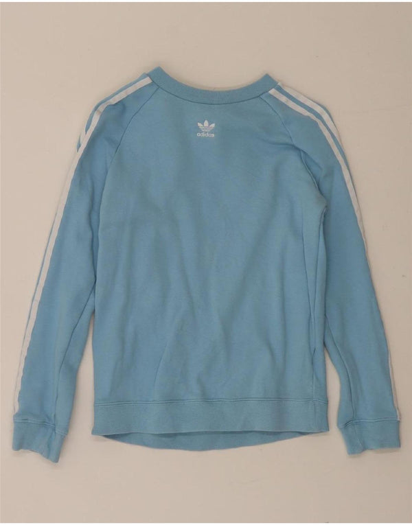 Adidas Womens Sweatshirt Jumper UK 8 Small Blue Cotton Sports