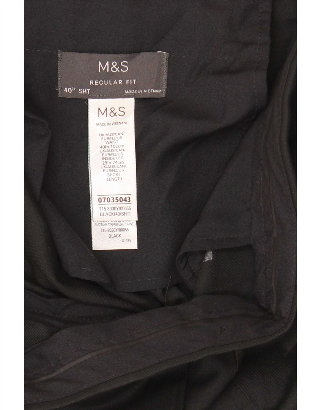 Marks & Spencer Mens Regular Fit Suit Trousers W40 L29 Black Polyester