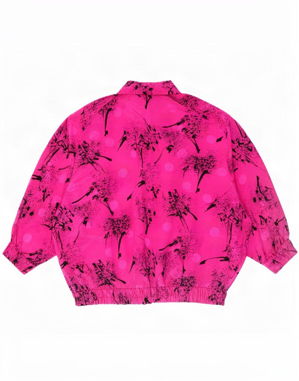 Vintage Womens Abstract Pattern Shirt Blouse EU 50 3XL Pink Polyester
