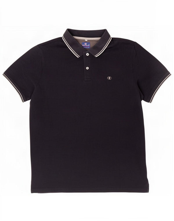 Champion Mens Polo Shirt Large Navy Blue Striped