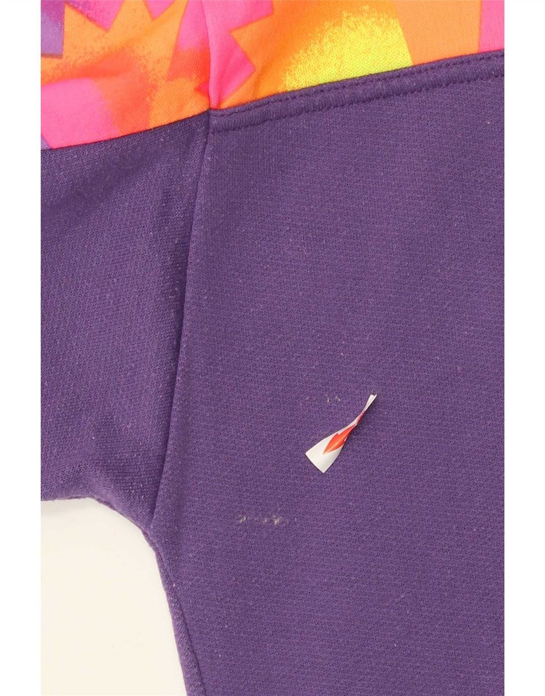 Vintage Mens Zip Neck Sweatshirt Jumper Medium Purple Geometric