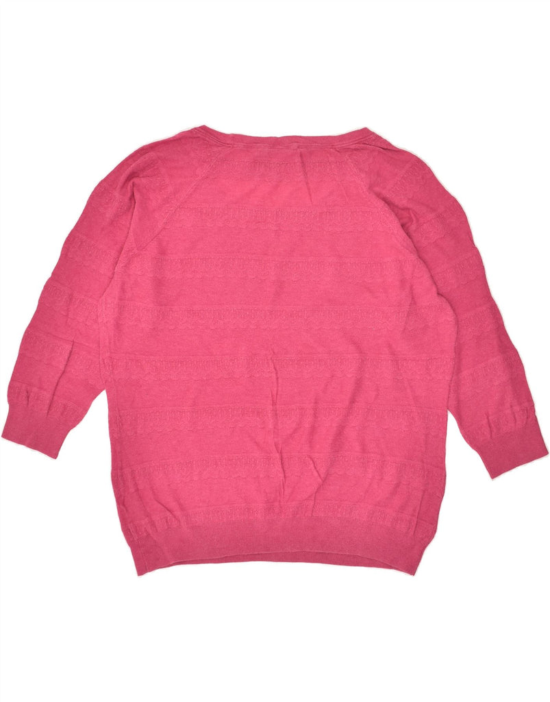 FAT FACE Womens 3/4 Sleeve Boat Neck Jumper Sweater UK 16 Large Pink | Vintage Fat Face | Thrift | Second-Hand Fat Face | Used Clothing | Messina Hembry 