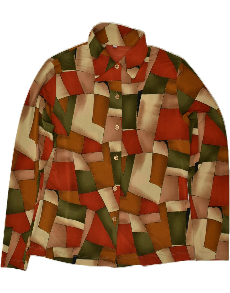 VINTAGE Womens Shirt Blouse UK 12 Medium Multicoloured Patchwork Polyester | Vintage Vintage | Thrift | Second-Hand Vintage | Used Clothing | Messina Hembry 