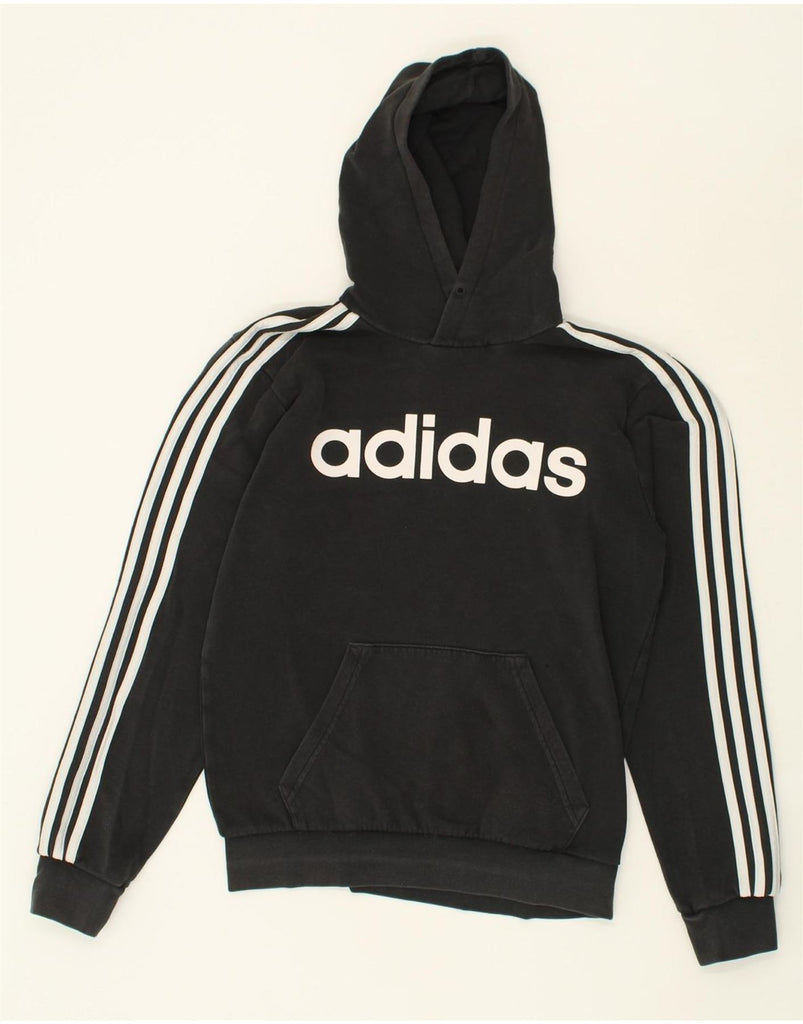 ADIDAS Mens Graphic Hoodie Jumper Small Black Cotton | Vintage Adidas | Thrift | Second-Hand Adidas | Used Clothing | Messina Hembry 