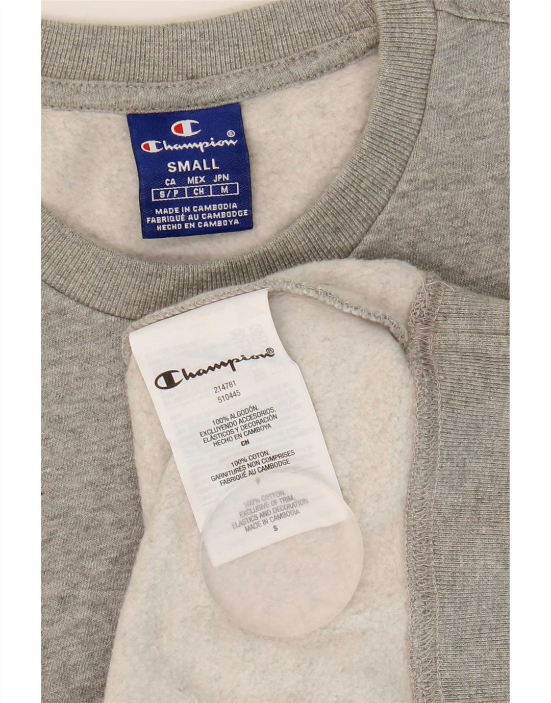 Champion Mens Sweatshirt Jumper Small Grey Cotton