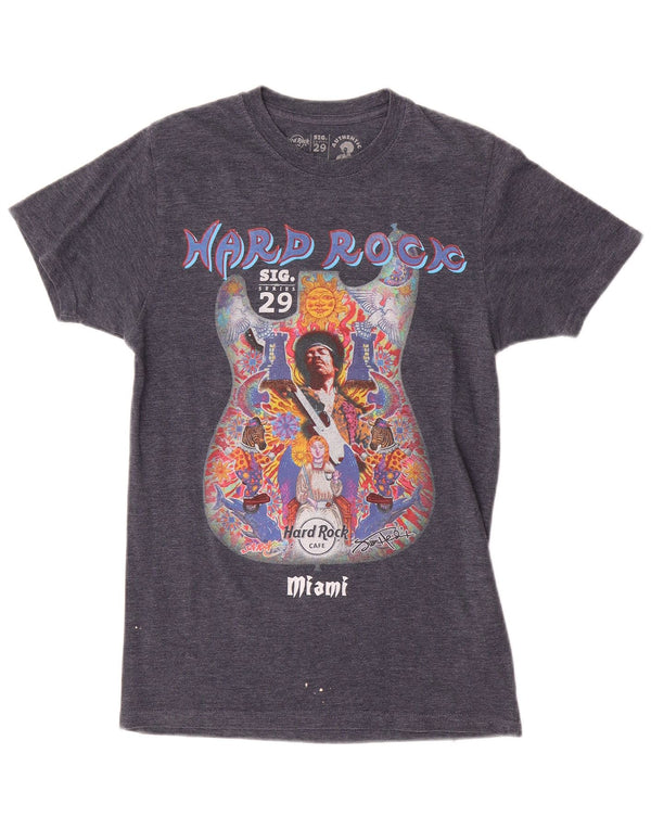 Hard Rock Cafe Mens Miami Graphic T-Shirt Top Small Navy Blue Cotton
