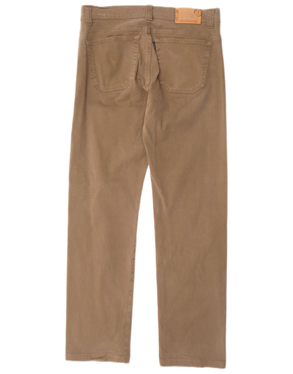 Jeckerson Mens Straight Casual Trousers W33 L32 Khaki Cotton