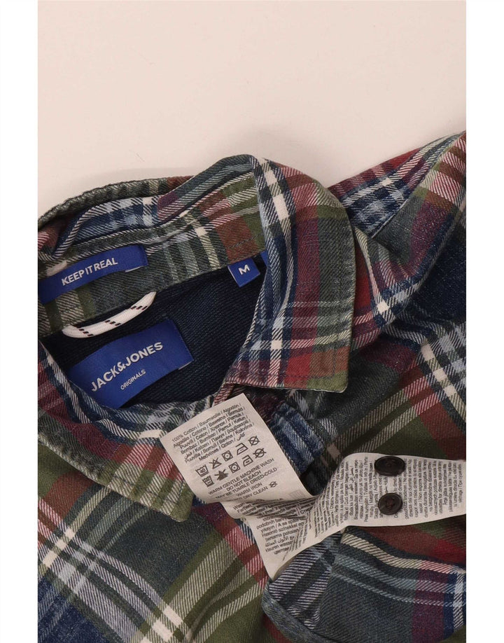Jack & Jones Mens Flannel Shirt Medium Green Check Cotton