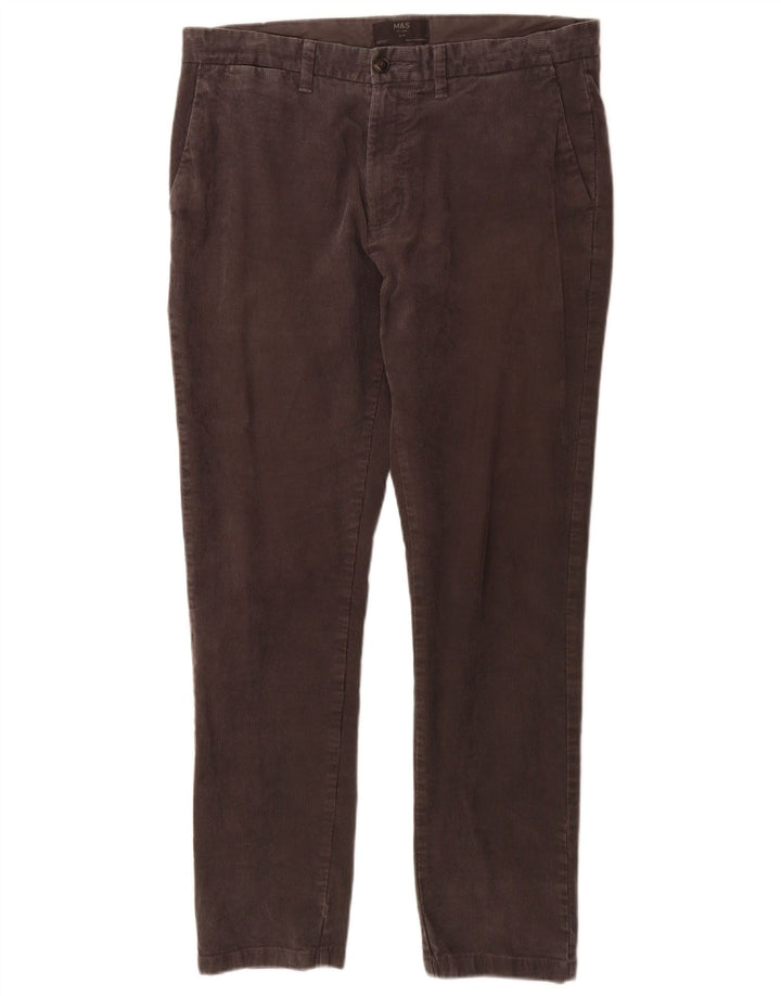 Marks & Spencer Mens Slim Chino Trousers W34 L31 Grey Cotton