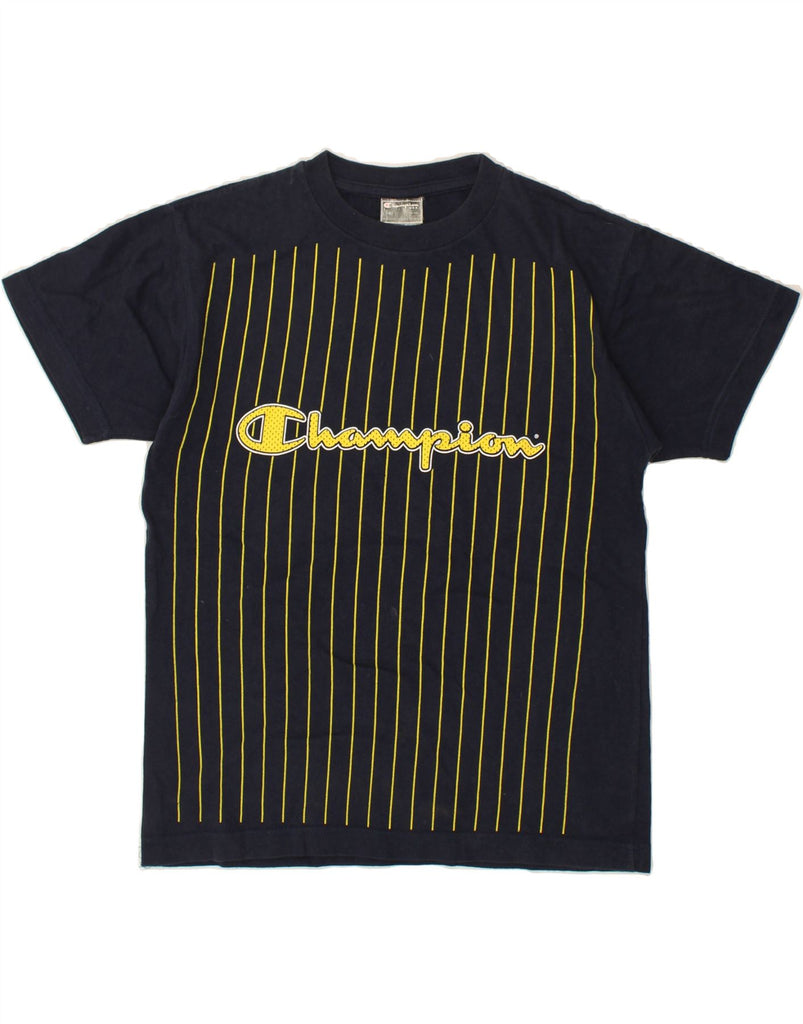 CHAMPION Boys Graphic T-Shirt Top 9-10 Years Navy Blue Striped Cotton Vintage Champion and Second-Hand Champion from Messina Hembry 
