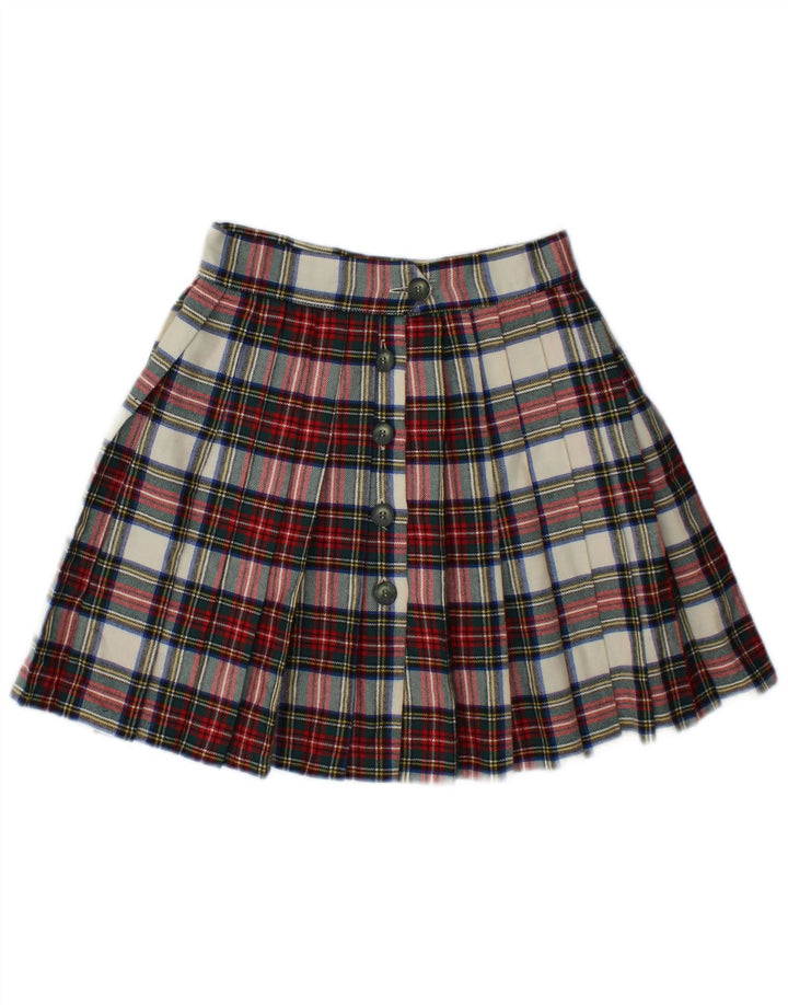 Swish Womens Mini Pleated Skirt IT 44 Medium W28 Multicoloured Plaid Wool