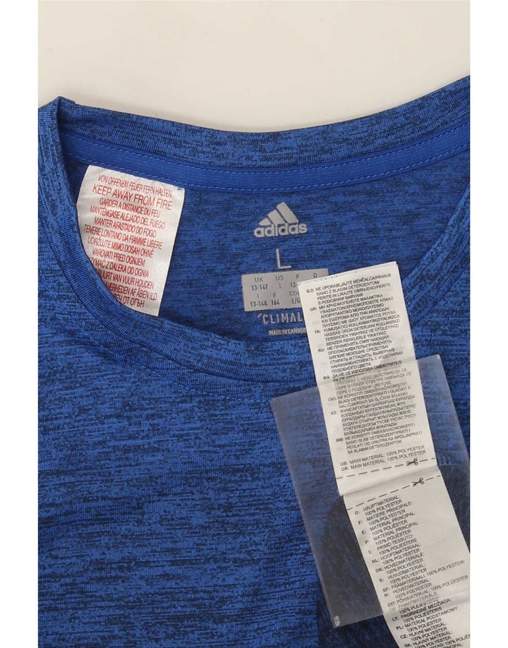 Adidas Boys Climalite T-Shirt Top 13-14 Years Large Blue Flecked Polyester