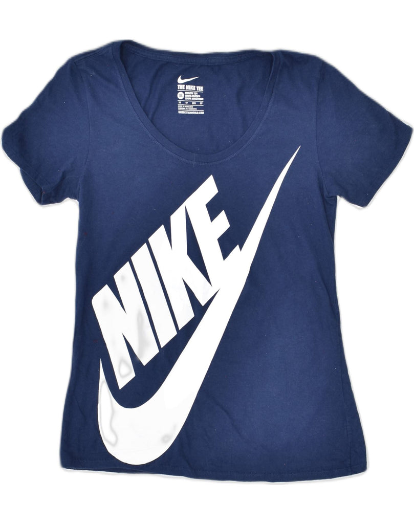 NIKE Womens Athletic Cut Graphic T-Shirt Top XS Blue Cotton | Vintage Nike | Thrift | Second-Hand Nike | Used Clothing | Messina Hembry 