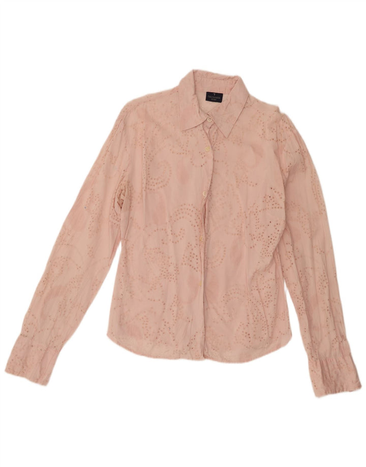 Trussardi Womens See Through Shirt Blouse UK 14 Medium Pink