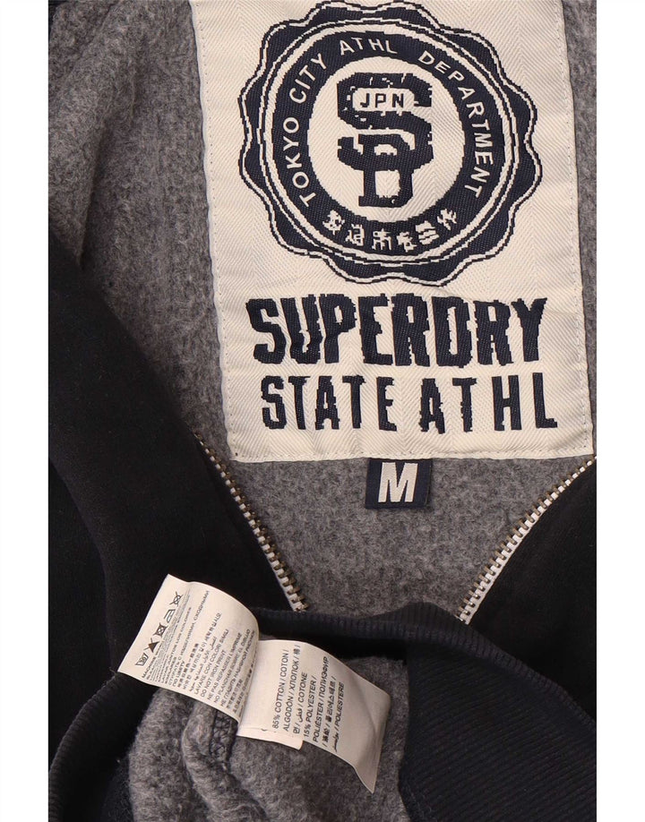 Superdry Mens Graphic Zip Hoodie Sweater Medium Navy Blue Cotton