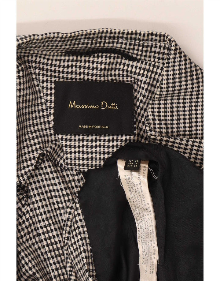 Massimo Dutti Womens 2 Button Blazer Jacket EU 38 Small Black Gingham