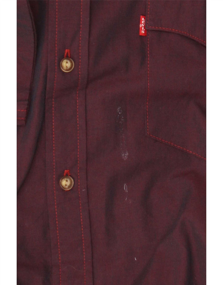 Levi's Mens Short Sleeve Shirt Large Maroon Cotton
