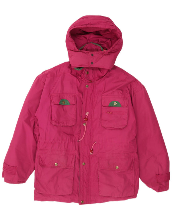 Vintage Mens Hooded Padded Jacket UK 40 Large Pink Polyester