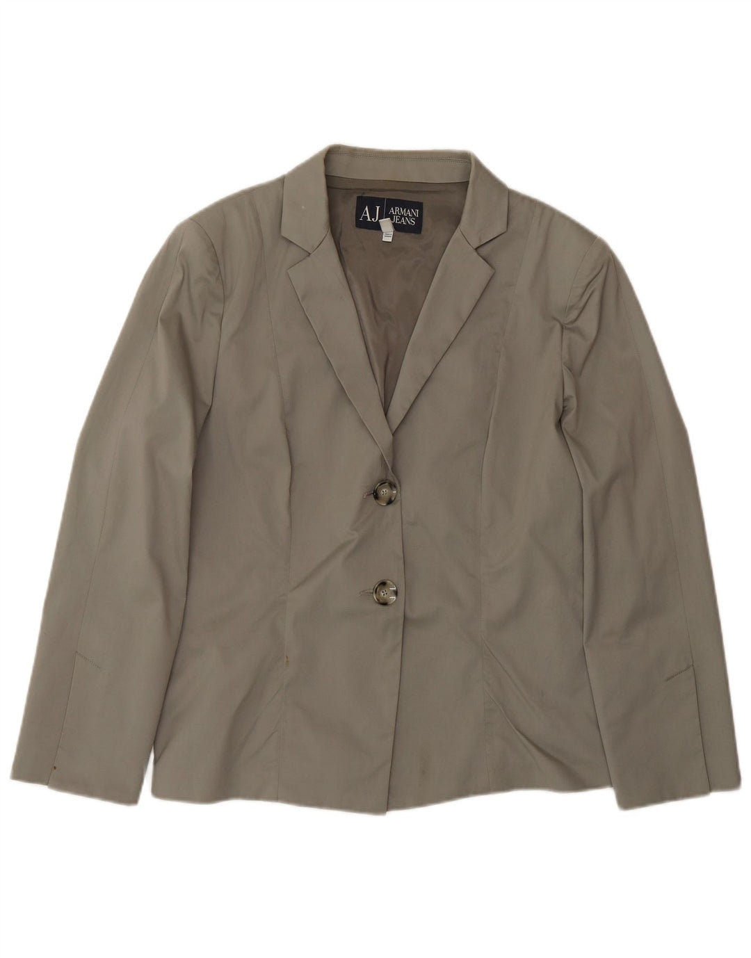 Armani Jeans Womens 2 Button Blazer Jacket US 14 XL Grey Cotton