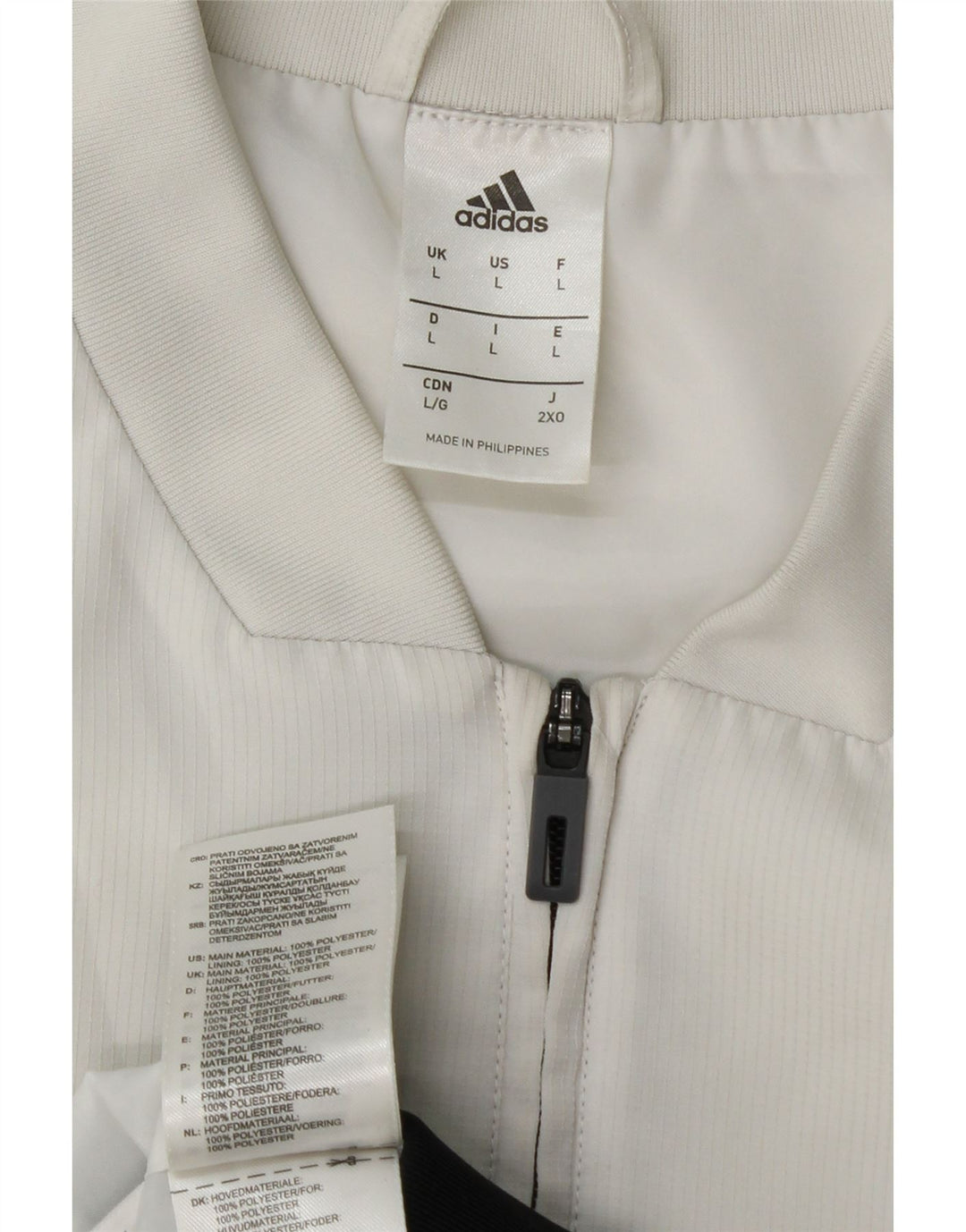 ADIDAS Mens Graphic Tracksuit Top Jacket Large White Colourblock Polyester