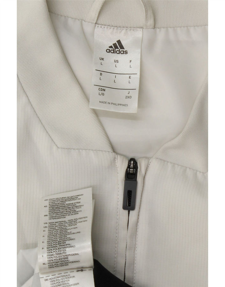 ADIDAS Mens Graphic Tracksuit Top Jacket Large White Colourblock Polyester