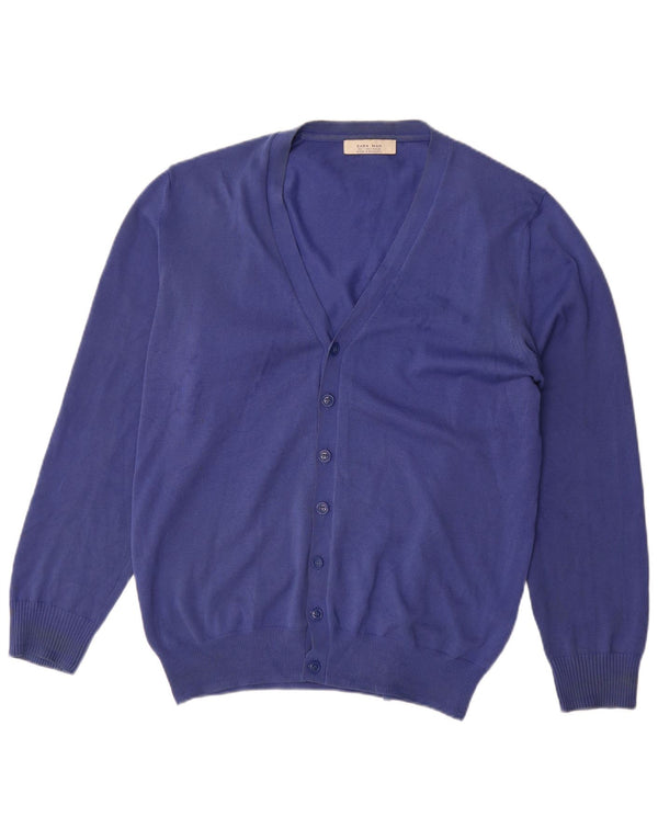 Zara Mens Cardigan Sweater Large Blue
