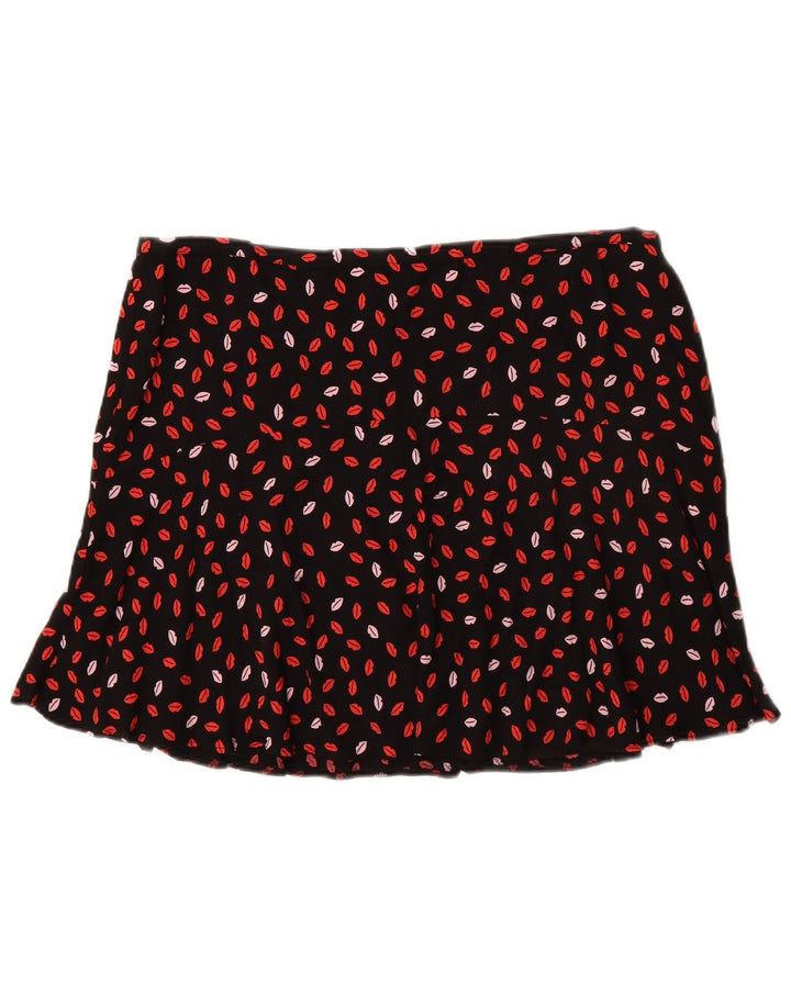 MARKS & SPENCER Womens Abstract Pattern Mini Skirt UK 18 XL W36 Black
