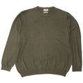 Marks & Spencer Mens Crew Neck Jumper Sweater 2XL Green Cotton