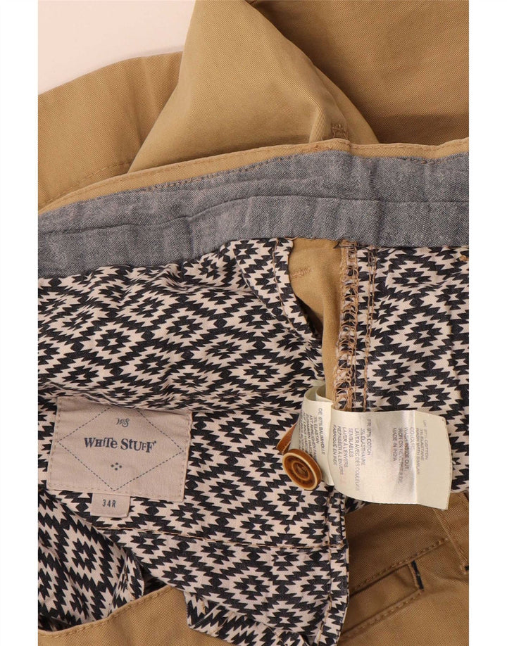 White Stuff Mens Chino Shorts W34 Large Beige Cotton