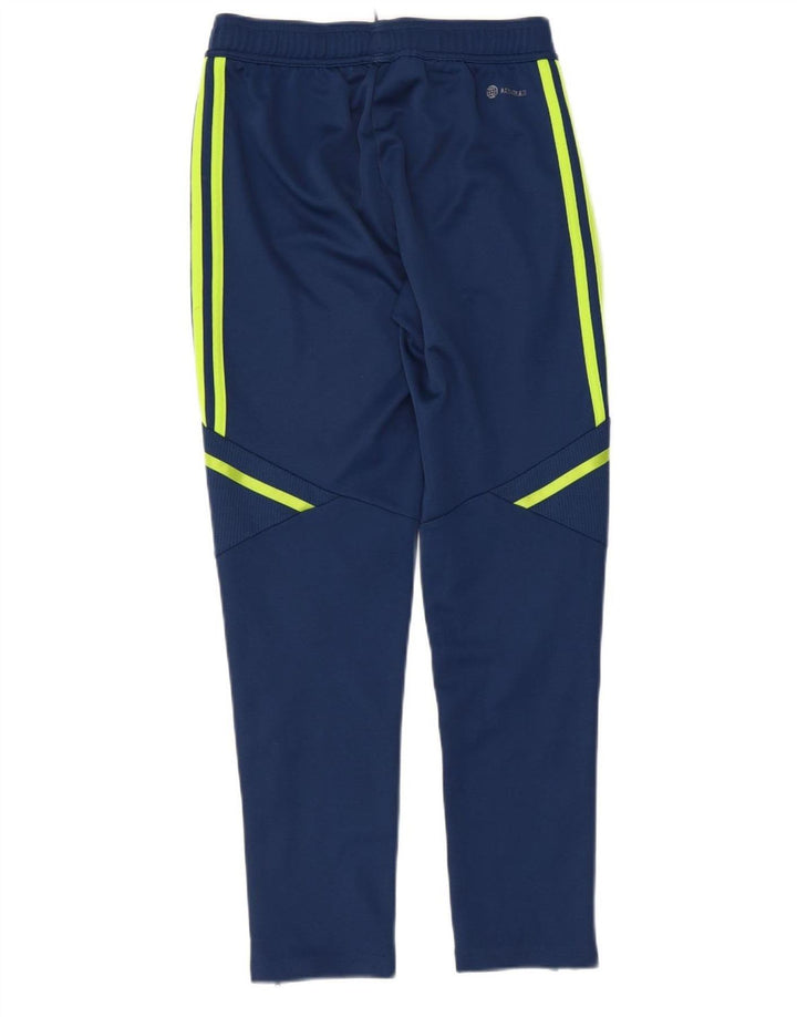 ADIDAS Boys Tracksuit Trousers 11-12 Years Blue Polyester