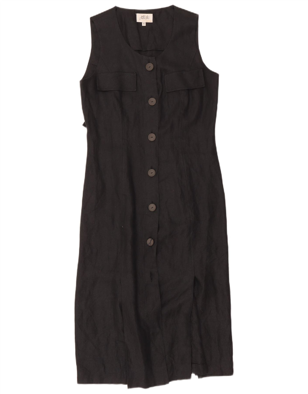 Vintage Womens Sleeveless Shirt Dress IT 42 Medium Black Herringbone