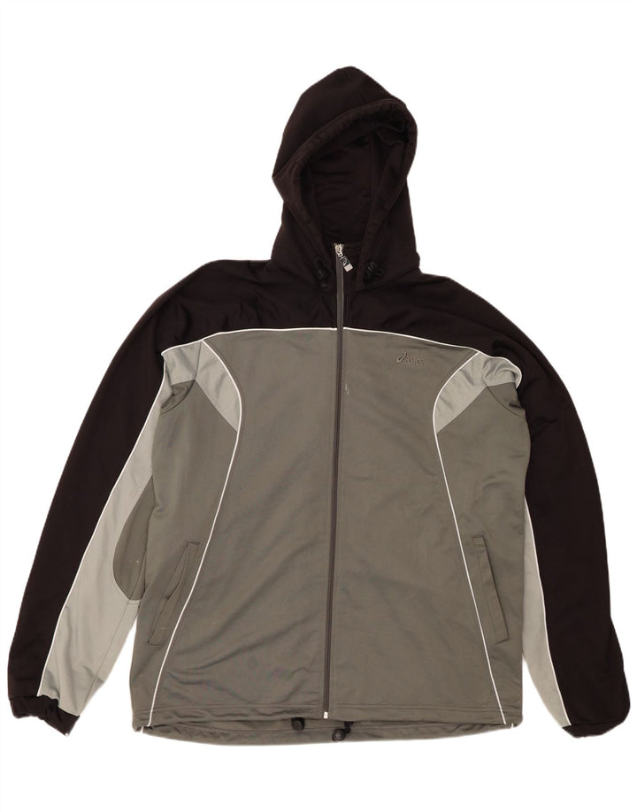 ASICS Mens Zip Hoodie Sweater XL Grey Colourblock