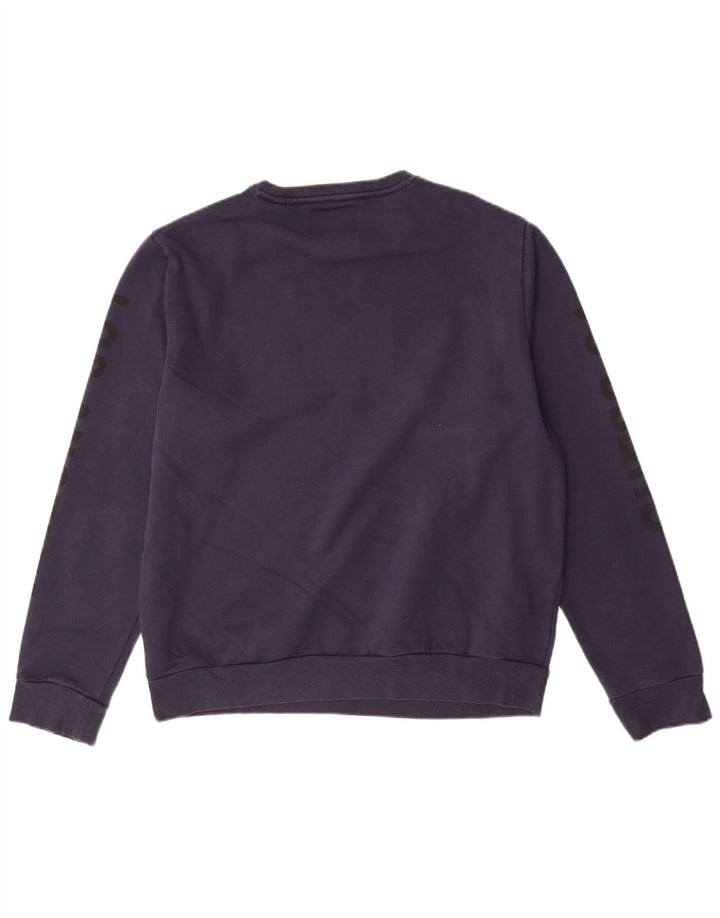 Guess Mens Graphic Sweatshirt Jumper Large Navy Blue Cotton