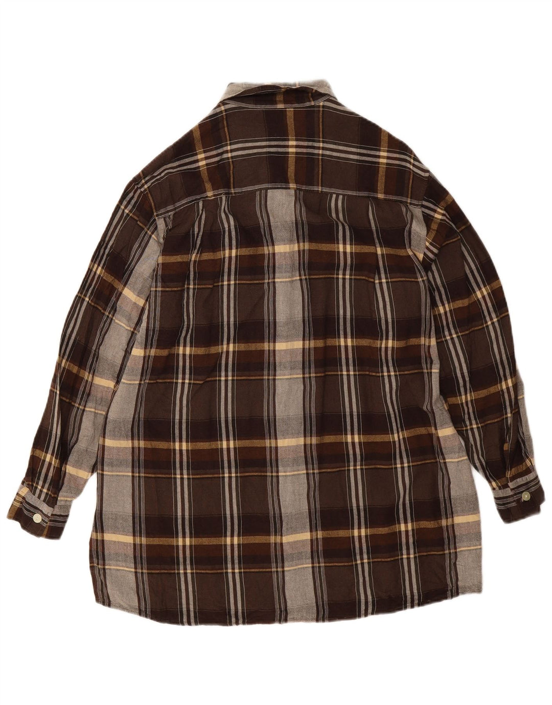 Benetton Womens Shirt IT 42 Medium Brown Check Viscose