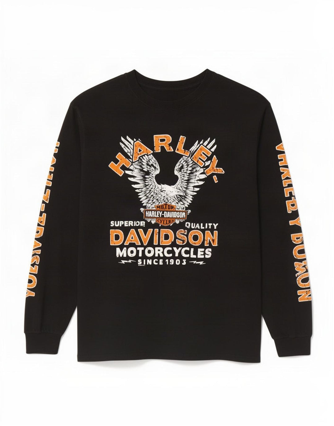 Harley Davidson Mens Graphic Top Long Sleeve Large Black Cotton