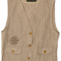 Vintage Womens Waistcoat UK 8 Small  Beige Linen