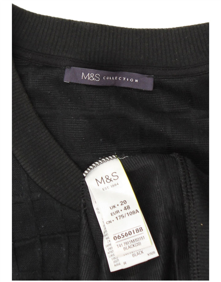 Marks & Spencer Womens Tracksuit Top Jacket UK 20 2XL Black Check Polyester