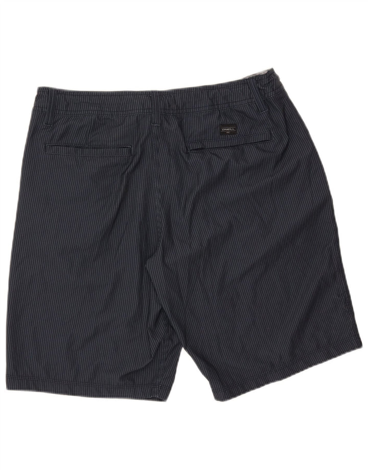 O'Neill Mens Chino Shorts W34 Large Navy Blue Pinstripe Polyester