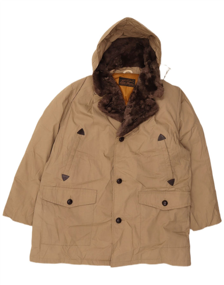Eddie Bauer Mens Hooded Padded Jacket UK 42 XL Beige