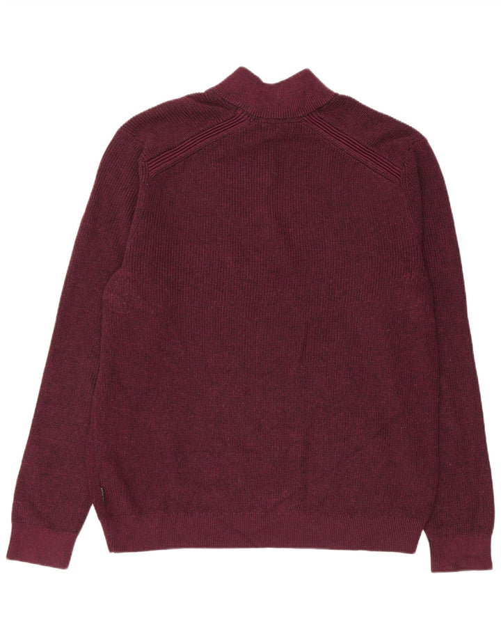 Ted Baker Mens Zip Neck Jumper Sweater Size 6 2XL Burgundy Polyester