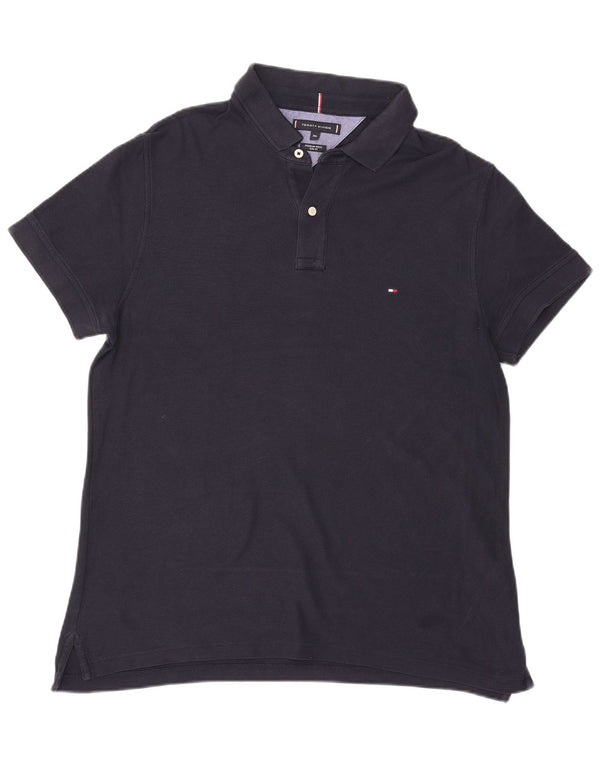 Tommy Hilfiger Mens Slim Fit Polo Shirt 2XL Navy Blue Cotton