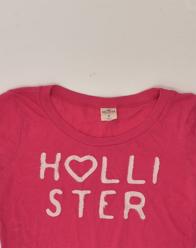 HOLLISTER Womens Graphic Top Long Sleeve UK 12 Medium Pink Cotton | Vintage Hollister | Thrift | Second-Hand Hollister | Used Clothing | Messina Hembry 