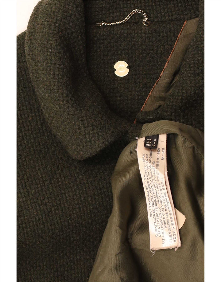 Massimo Dutti Womens Oversized Overcoat UK 10 Small Khaki Wool