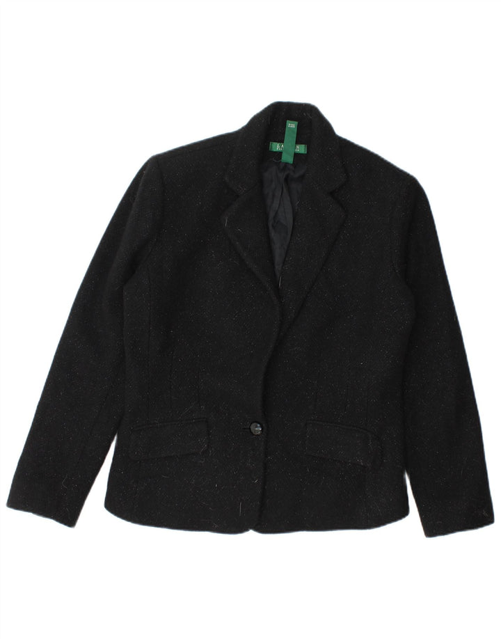 Ralph Lauren Womens 1 Button 3/4 Sleeve Blazer Jacket US 6 Medium Black